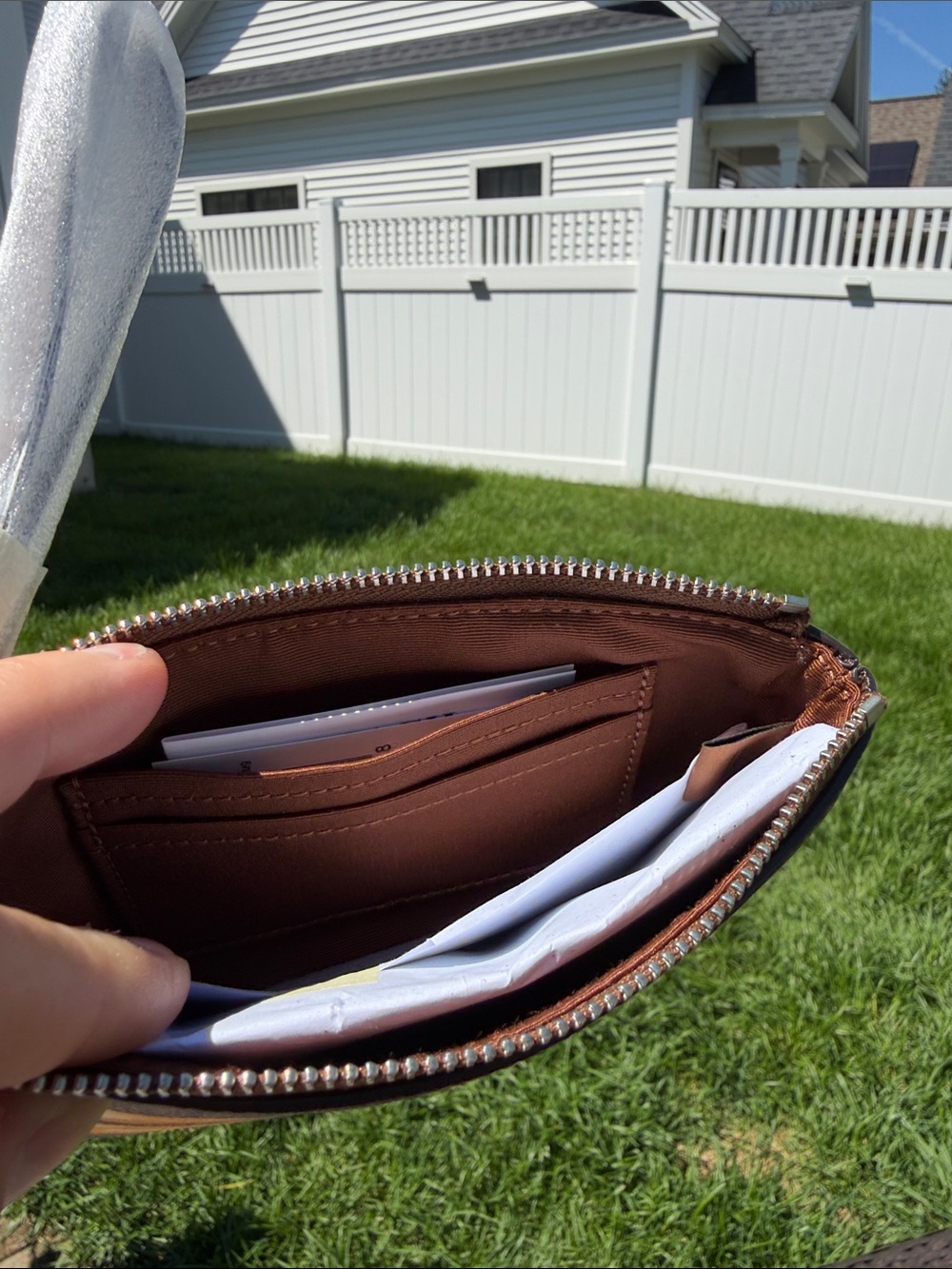 NWT Coach Brown Signature Banana Zip Pouch - Picture 4 of 4